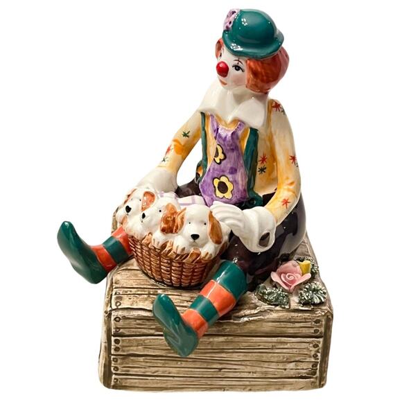 Lefton Music Box Clown Puppy Dog Put On A Happy Face Yamada Originals 90s Vtg - Picture 8 of 9